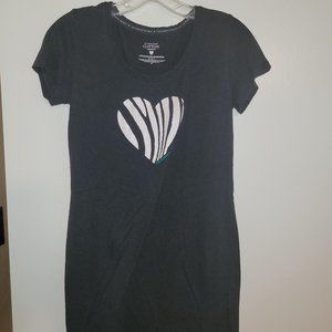 Victoria's Secret Black Nightshirt with White Heart, size small